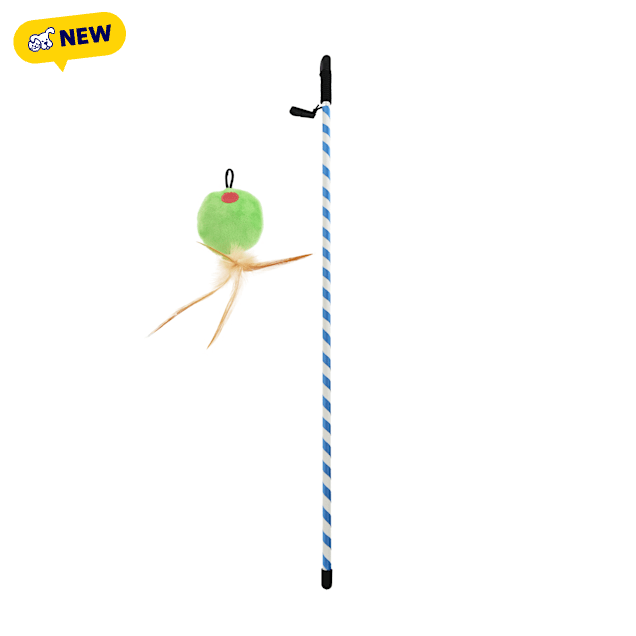 Max & Marlow Blue-and-White Cat Wand Toy with Plush Toy For Cats, Small - Carousel image #1