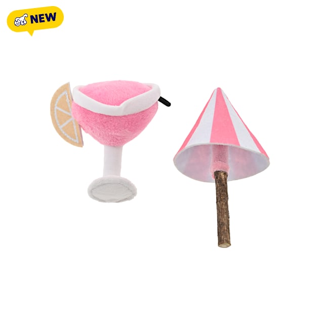 Max & Marlow Martini and Umbrella Cat Plush Toy, Small, Pack of 2 - Carousel image #1