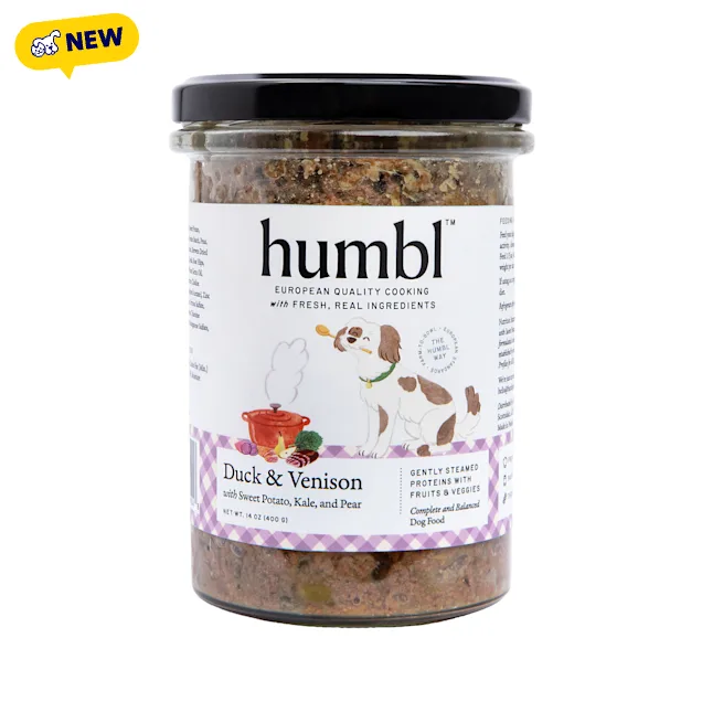 HUMBL Pantry Jar EU-Sourced Duck & Venison Gently Cooked Dog Food, 14 oz. - Carousel image #1