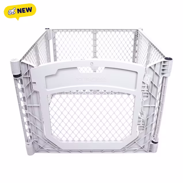 MyPet Petyard Plus 4-Panel Puppy and Small Dog Pen, Light Gray - Carousel image #1
