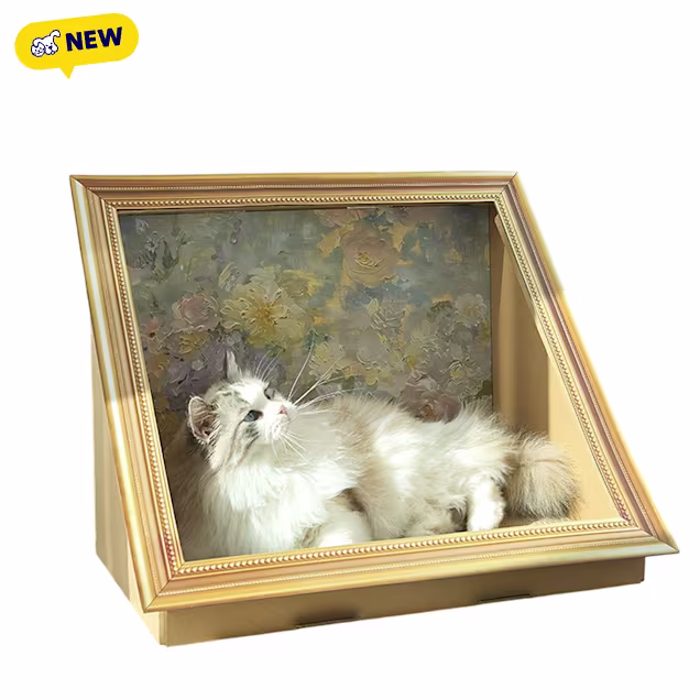 Happy & Polly Retro Art Flower Cat Scratcher, Brown - Carousel image #1