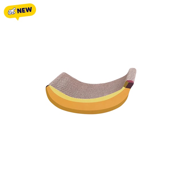 Happy & Polly Banana Sculpted Curved Design Cat Scratching Pad, Brown - Carousel image #1