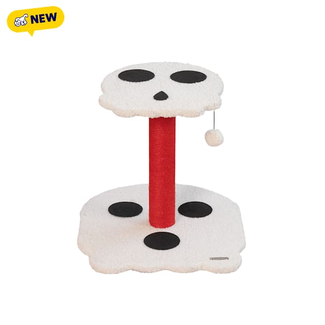 Happy & Polly Skull & Bones Design Upright Cat Scratching Post, White - Carousel image #1