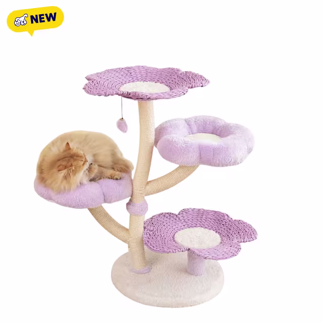 Happy & Polly Blossom Woven Cat Tree, Purple - Carousel image #1