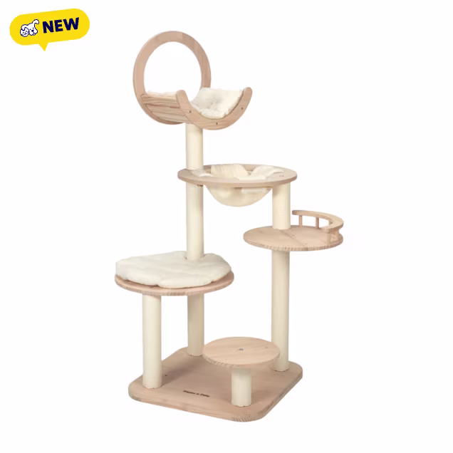 Happy & Polly Transformable Cat Tree, Natural Wood - Carousel image #1