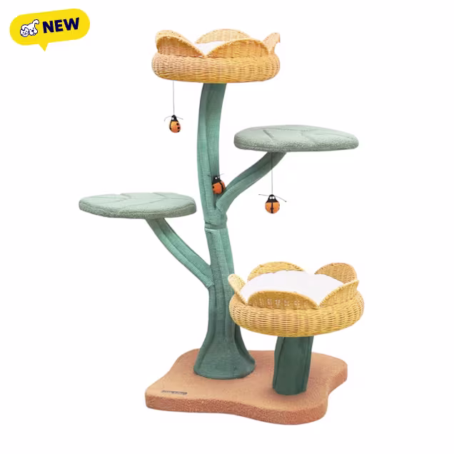Happy & Polly Tulip Design Large Cat Tree, Yellow - Carousel image #1