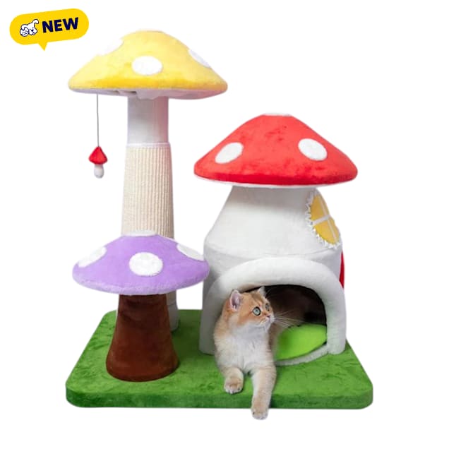 Happy & Polly Magic Mushroom 29-in Flannel Cat Tree, Multi-Color - Carousel image #1