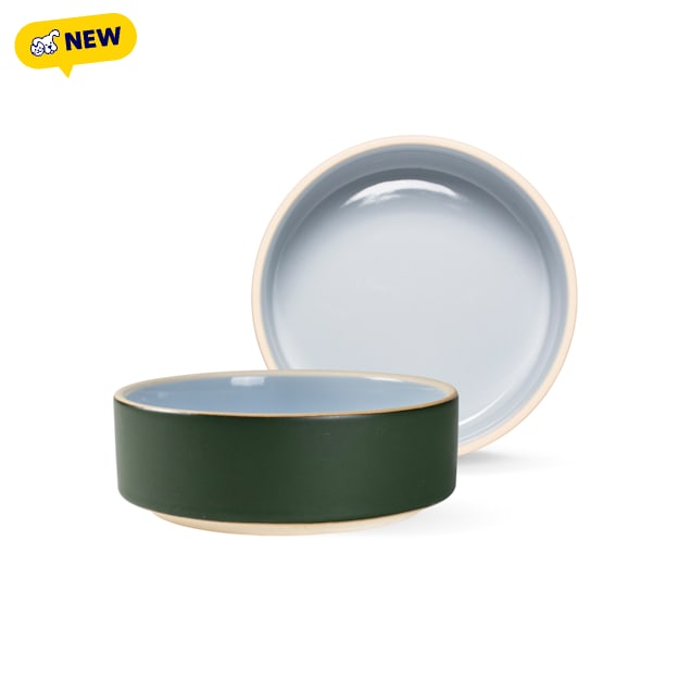 PetShop by Fringe Studio Forest Minimal Stoneware Pet Bowl, Green, Small, 1.5 Cups - Carousel image #1