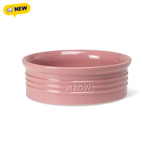 PetShop by Fringe Studio Meow Blush Stoneware Cat Bowl, Pink, Small/Medium, 1.5 Cups - Carousel image #1