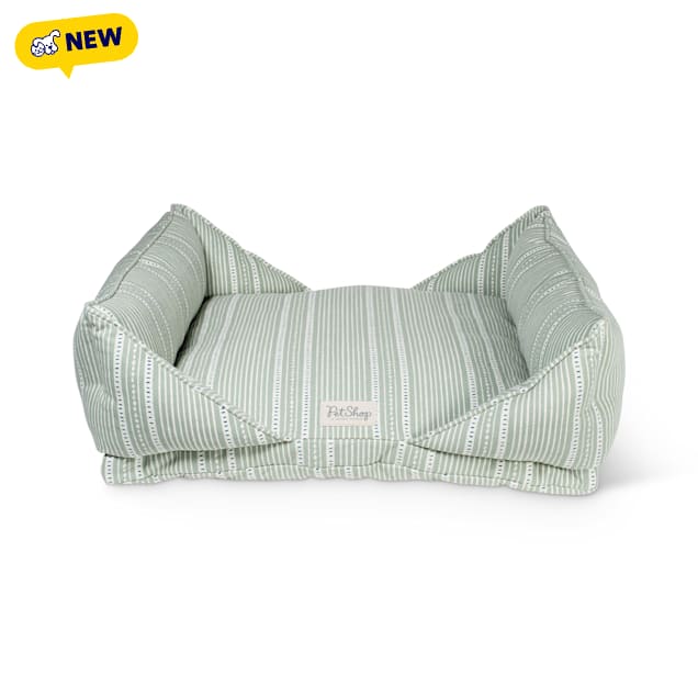 PetShop by Fringe Studio Block Stripe Dusty Sage Canvas Modern Cuddler Dog Bed,  30" L X 23" W X 9.5" H, Medium - Carousel image #1