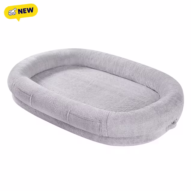Unipaws Giant Memory Foam Human & Pet Bed, Oval Nest Design with Non-Slip Bottom, Grey, 71" L X 48" W X 10" H - Carousel image #1