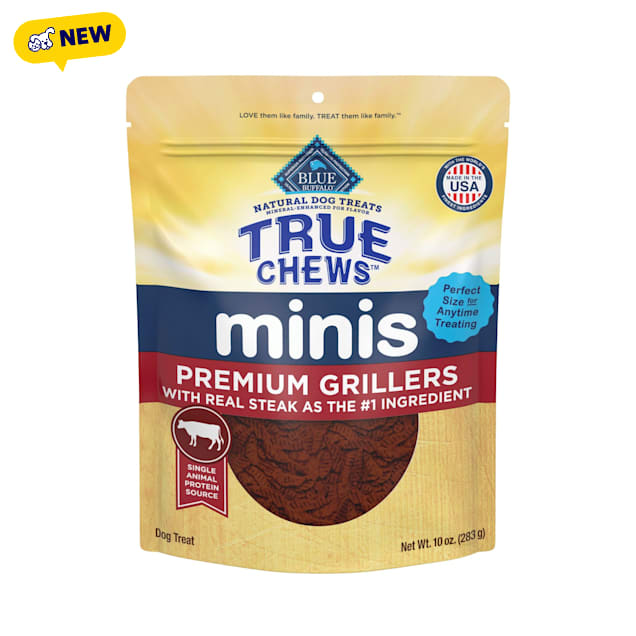 Blue Buffalo True Chews Minis Premium Grillers with Real Steak, Natural Dog Treats Mineral-Enhanced for Flavor, 10 oz. - Carousel image #1