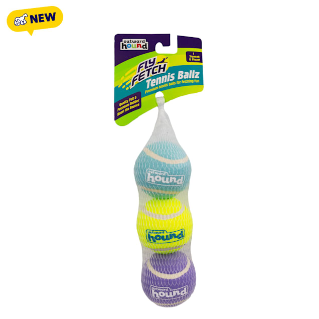 Outward Hound FlyFetch Squeaker Ballz 2.5" Dog Toy, Medium, Pack of 3 - Carousel image #1