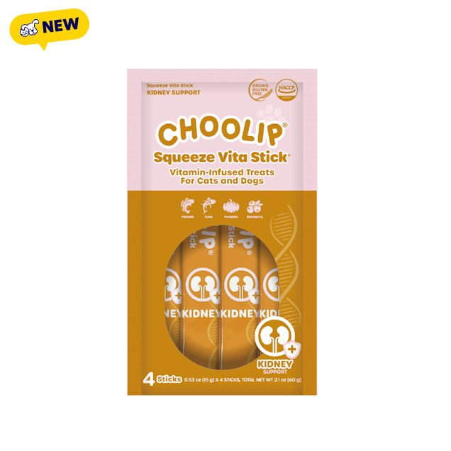 Choolip Squeeze Vita Stick Kidney Support Liackable Wet Cat and Dog Treats, 0.53oz., Count of 4 - Carousel image #1