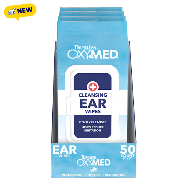 TropiClean OxyMed Cleansing Ear Wipes for Dogs, Count of 50, Pack of 4 - Carousel image #1