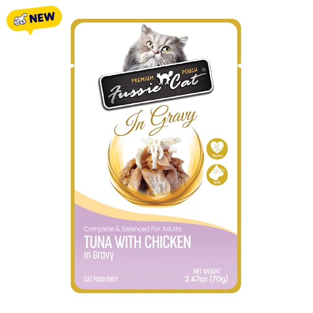Fussie Cat Pouch Premium Tuna w/Chicken in Gravy Cat Food, 2.47 oz., Case of 12 - Carousel image #1
