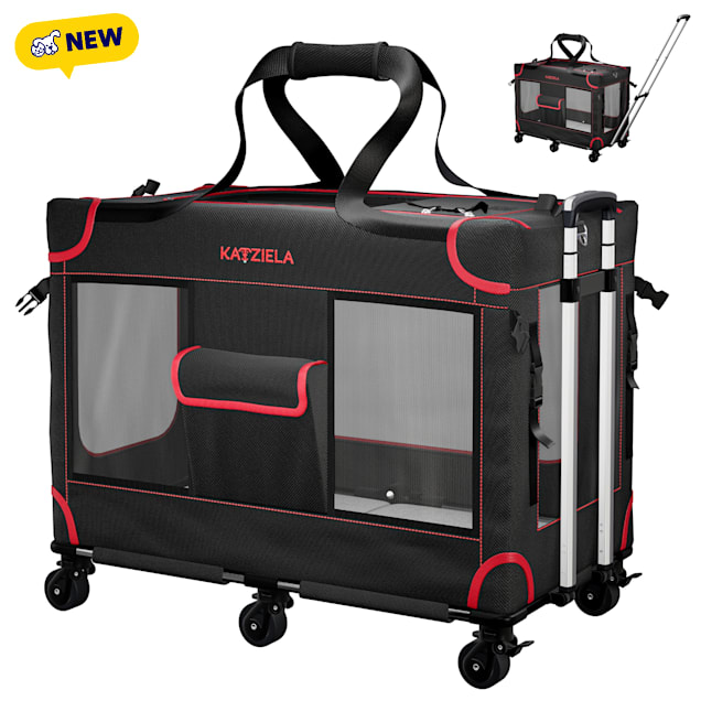 MegaCruze Rolling Pet Carrier for Medium & Large Dogs, 25" L x 17" W x  20" H, Black - Carousel image #1