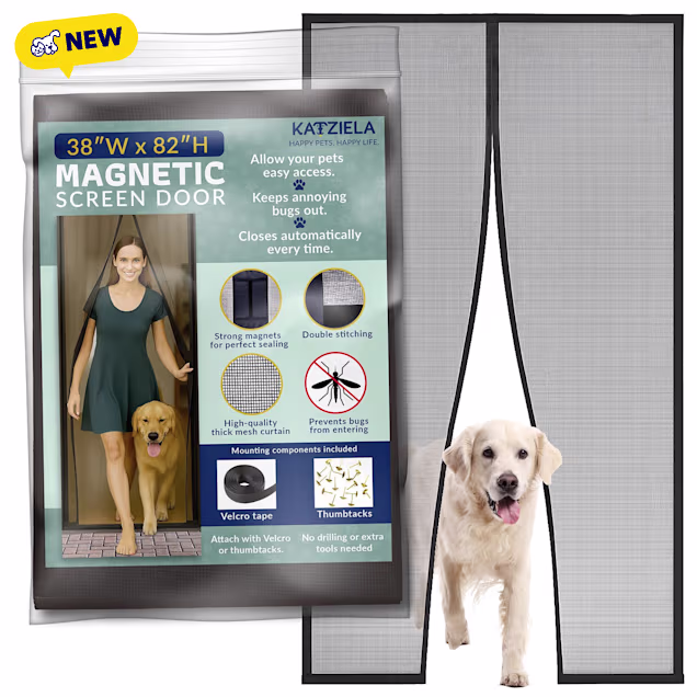 Katziela Magnetic Screen Dog Door, Black - Carousel image #1