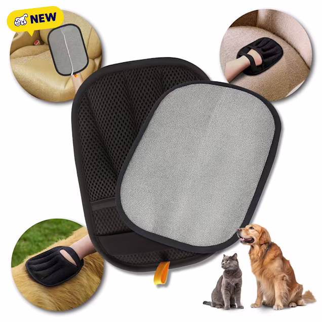 Katziela Reusable Electrostatic FurTidy Hair Remover Dog & Cat Grooming Gloves, Black - Carousel image #1