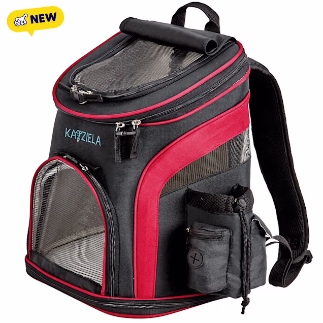 Katziela Airline Approved Backpack Dog & Cat Carrier, 16-in, Red - Carousel image #1