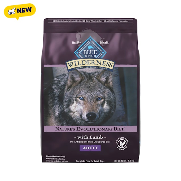 Blue Buffalo Wilderness Lamb, Chicken-Free Formula 38 g Protein, Meat Rich Natural Adult Dry Dog Food, 13 lbs. - Carousel image #1