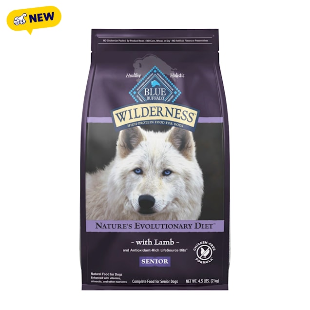 Blue Buffalo Wilderness Lamb, Chicken-Free Formula 31 g Protein, Meat Rich Natural Dry Senior Dog Food, 4.5 lbs. - Carousel image #1