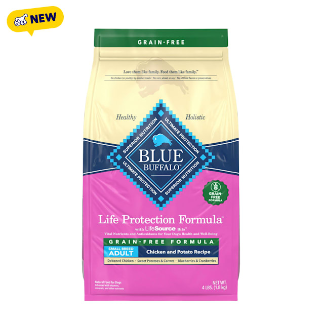 Blue Buffalo Life Protection Formula with Chicken and Potatoes Natural Grain Free Small Breed Adult Dry Dog Food, 4 lbs. - Carousel image #1