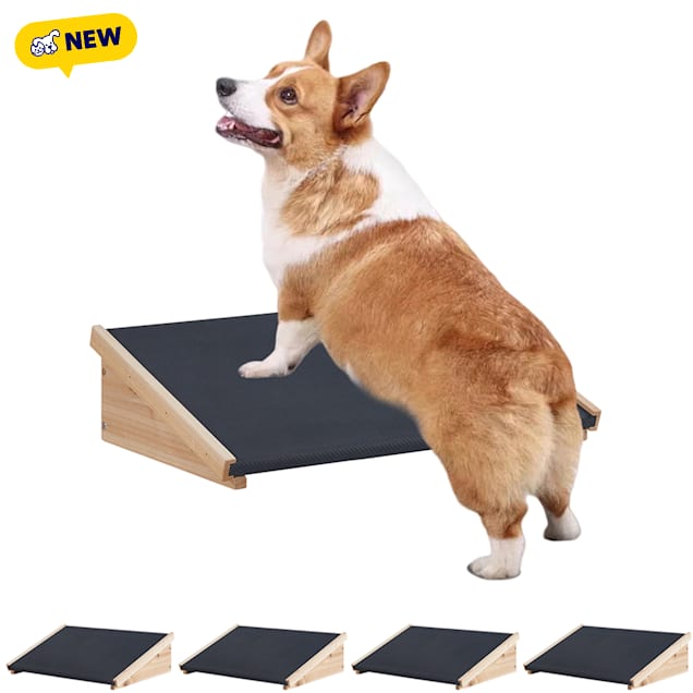 UniPaws Large Dog Ramp with Non-slip Rubber for Stairs, 16" W X 10" D X 4" H, Natural, Large, Pack of 4 - Carousel image #1
