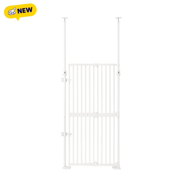 UniPaws 57" H Auto Closing Safety Gate Fits Narrow Opening for Dogs, 21"-34" W X 3.94" D X 57-77" H, White - Carousel image #1