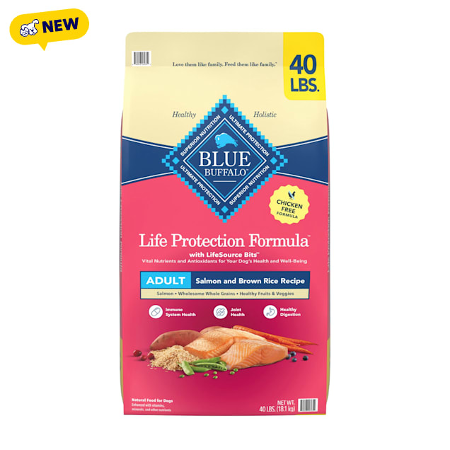Blue Buffalo Life Protection Formula Natural Ingredients, Chicken Free, Salmon & Brown Rice, Adult Dry Dog Food, 40 lbs. - Carousel image #1