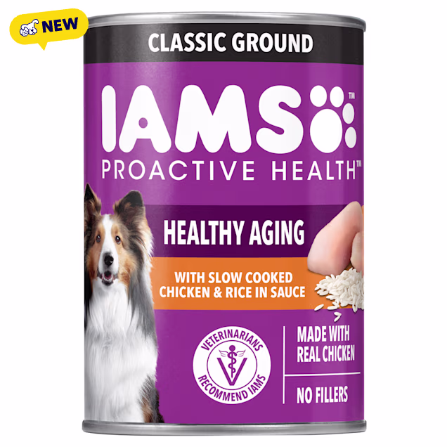 Iams ProActive Health Aging Classic Ground with Slow Cooked Chicken and Rice Wet Dog Food, 13 oz. - Carousel image #1