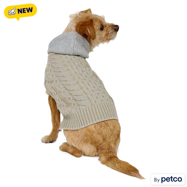 Reddy Reflective Hooded Pet Sweater, Oat, X-Small - Carousel image #1