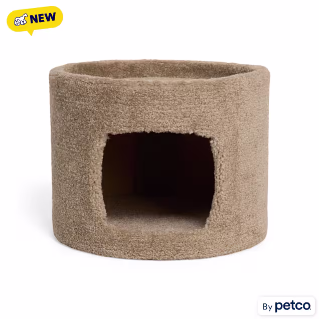 EveryYay Carpeted Hideout Round Cat Condo with Hideaway, 10.5" H - Carousel image #1