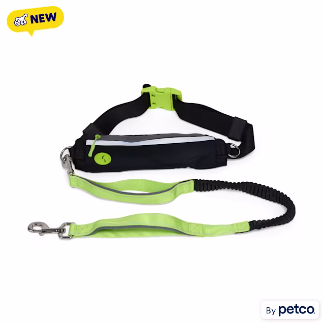 YOULY Shock-Absorbing Dog Leash & Running Belt Set, 3 ft., Black - Carousel image #1