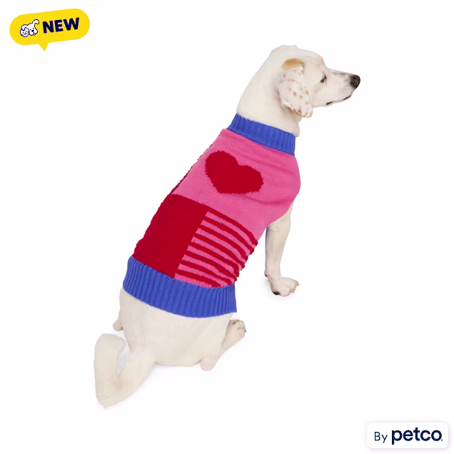 YOULY Pink Heart Textured Pet Sweater, XX-Small - Carousel image #1