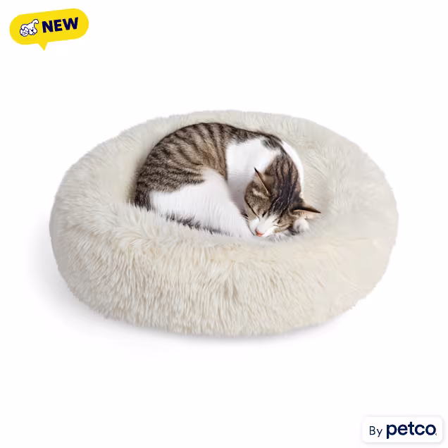 EveryYay Shag Round Cat Bed, 20" L X 18" W X 7" H, Small - Carousel image #1