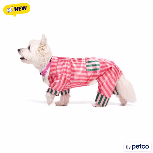 YOULY Pink Striped Pet Pajama Set, XX-Small - Carousel image #1