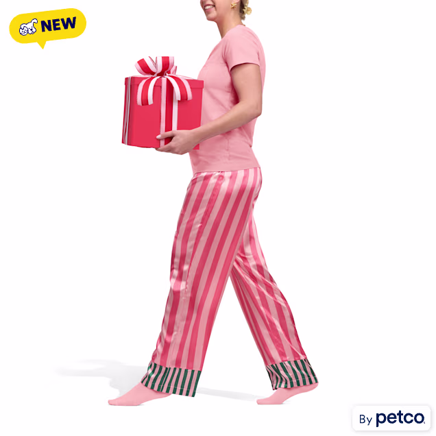 YOULY Pink Striped Pajama Pants for Adults, Small/Medium - Carousel image #1