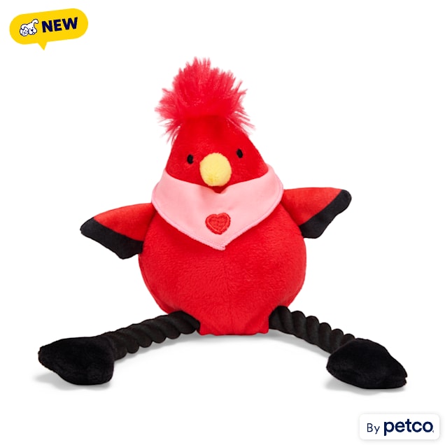 YOULY Red Lovebird Plush Dog Toy, X-Small - Carousel image #1