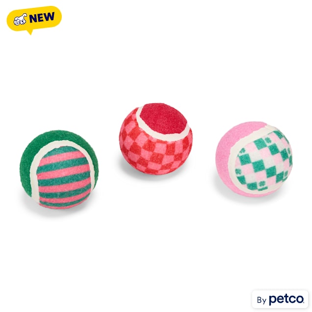 YOULY Valentine's Tennis Ball Dog Toy Set, Small, Pack of 3 - Carousel image #1