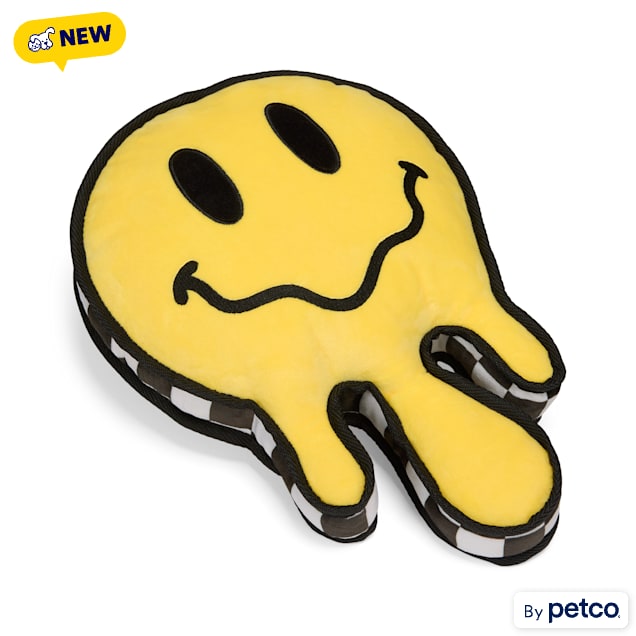 YOULY Pop Art Smiley Plush Dog Toy, Large - Carousel image #1