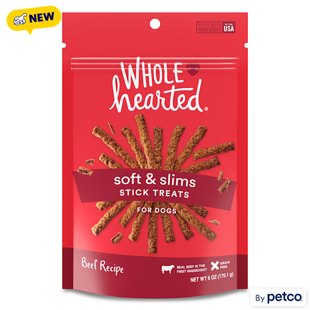 WholeHearted Grain Free Soft and Chewy Beef Recipe Dog Treat Sticks, 6 oz. - Carousel image #1