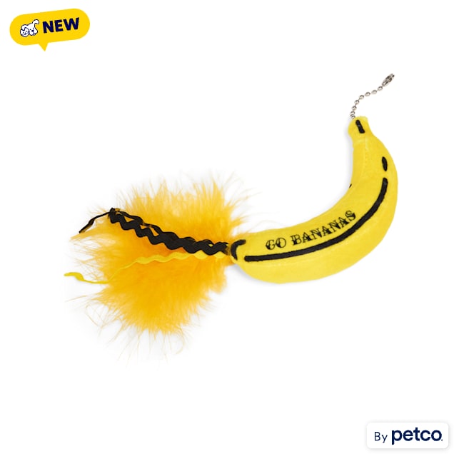 YOULY Pop Art Banana Mix & Match Attachment Cat Teaser Toy, X-Small - Carousel image #1