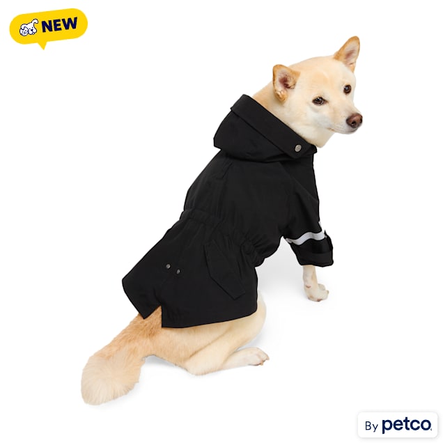 Reddy Hooded Pet Rain Jacket, Black, X-Small - Carousel image #1