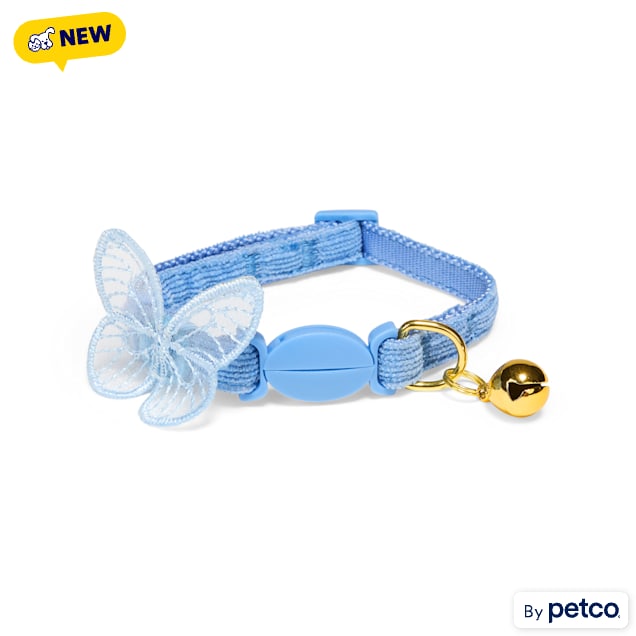 YOULY The Happy-Go-Lucky Blue Butterfly-Embellished Breakaway Cat Collar, Small/Medium - Carousel image #1