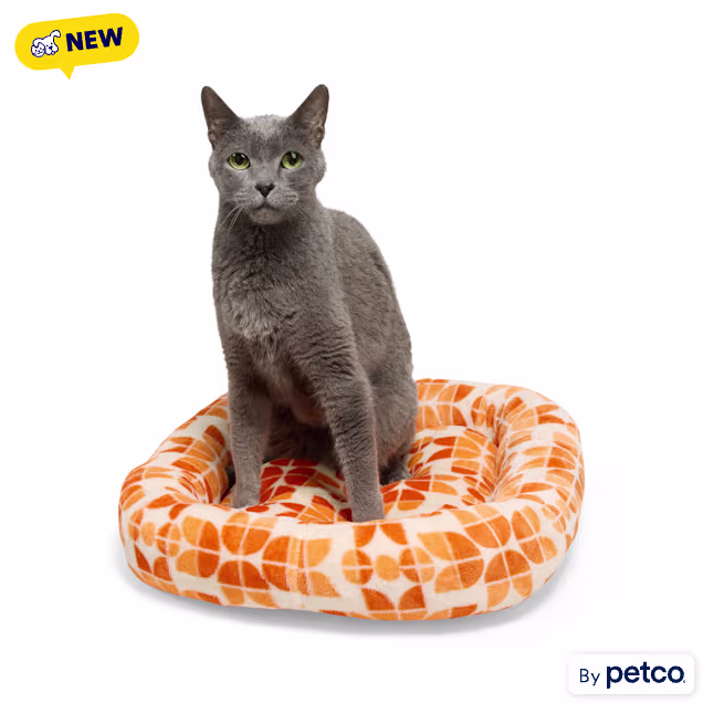 EveryYay Pink Squiggle Rectangle Lounger Cat Bed, 19" L X 16" W X 3.5" H - Carousel image #1