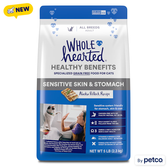 WholeHearted Sensitive Skin and Stomach Alaskan Pollock Recipe Grain-Free Dry Cat Food, 5 lbs. - Carousel image #1