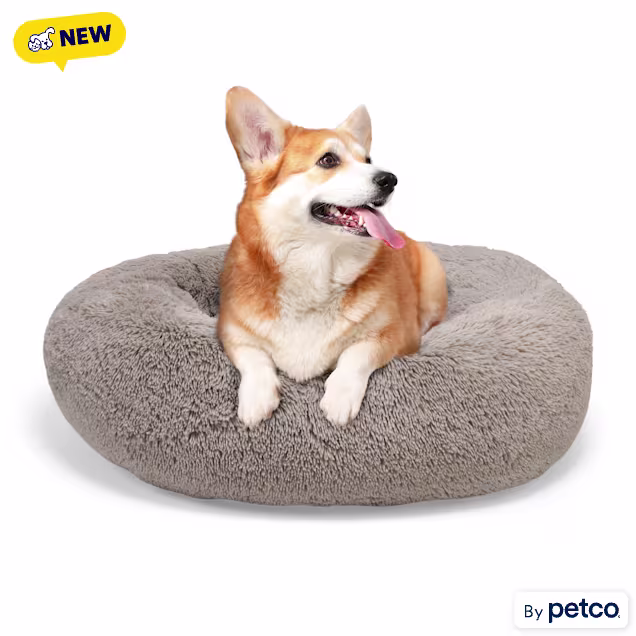 EveryYay FauX Fur Round Cuddler Dog Bed, 30" D X 10" H, Medium - Carousel image #1