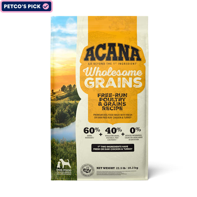 ACANA Wholesome Grains Free-Run Poultry & Grains Recipe Dry Dog Food, 22.5  lbs.