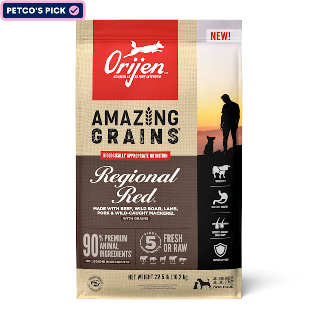 ORIJEN Amazing Grains Regional Red High Protein Dry Dog Food, 22.5 lbs